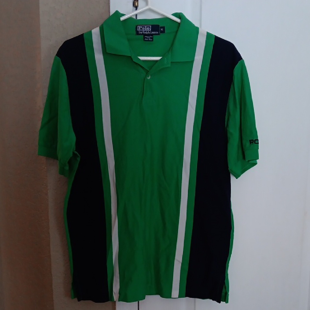 Polo By Ralph Lauren Green and Black Striped Polo Shirt